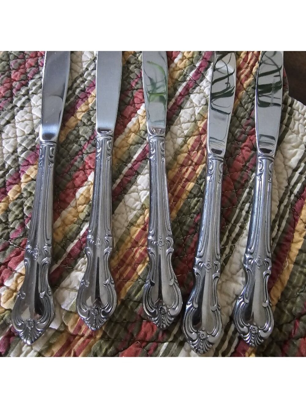 Vintage Salem Silversmith Victoria Dinner Knives Set of 5 Stainless Japan VTG